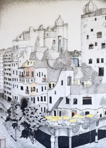 Eksterjöör, tekstuuriga (29,7x42; tušš ja grafiit; 2015)