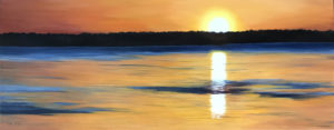 "Päikeseloojang Võsu rannas" (100x40, õli, 2018)