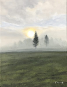 "Hommikune udu" (27x35, õli, 2018)