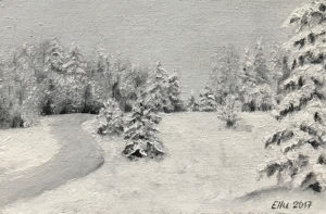 "Talv" (õli, 18x12, 2017)