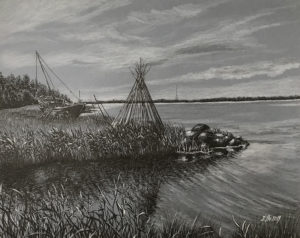 "Koguva" (tušš ja grafiit; 29,7x23,6; 2019)