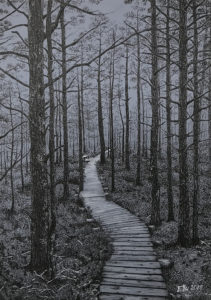 "Tolkuse raba vaikuses" (tušš; 21x29,7; 2019)