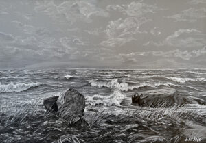 "Torm" (40x27,5; tušš ja värvipliiatsid paberil; 2026)